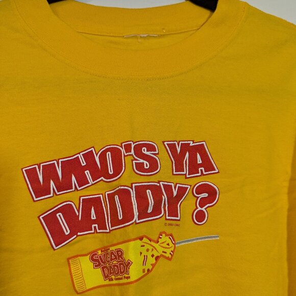 "who's your daddy" sugar daddy crewneck graphic tee t-shirt-Yellow Discount Ship - Picture 2 of 3